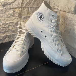 Converse Chuck Taylor Lugged Heel Platform High Top  All White Shoes Women’s 9